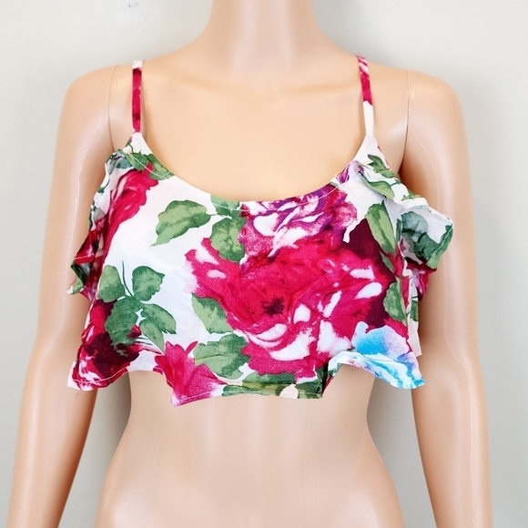 Cotton Candy floral print cropped top size M - Picture 1 of 7
